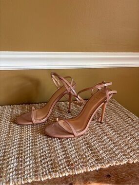 Lulu's Taupe Strappy Stiletto Heels with Wrap-Around Ankle Straps